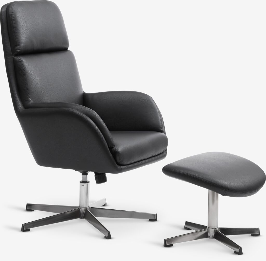 Relaxsessel mit Fußhocker TANKEDAL schwarz Kunstleder