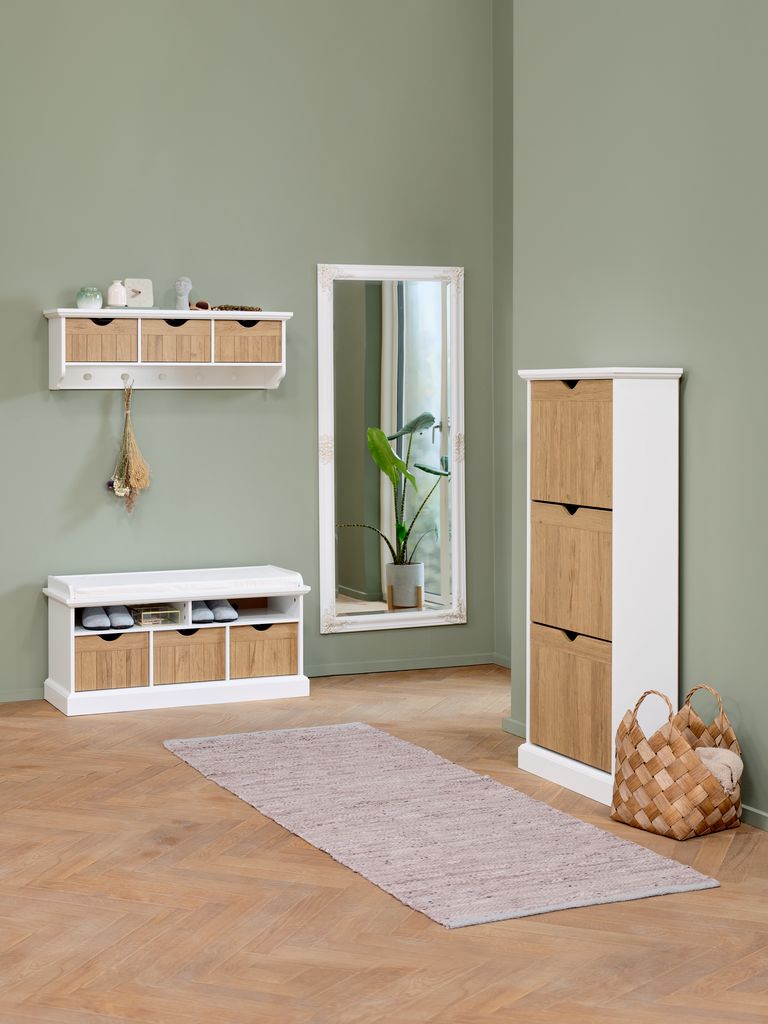 Schuhschrank OLDEKROG weiß/Wildeiche natur