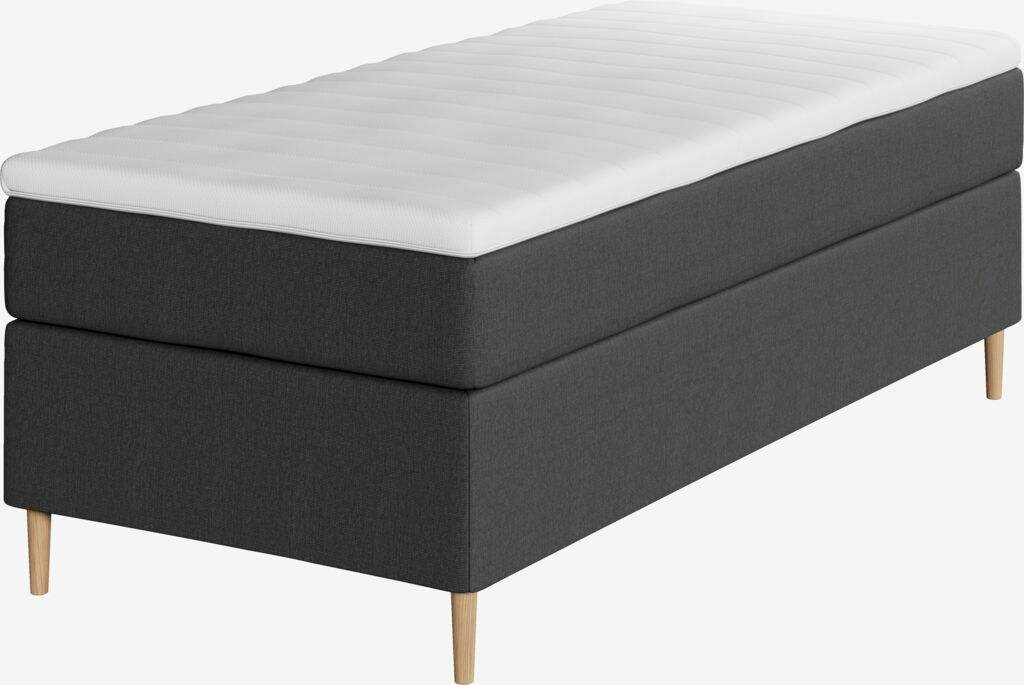 Boxspringbett 90x200 VELFJORDEN + FLYA Grau-40 Fest