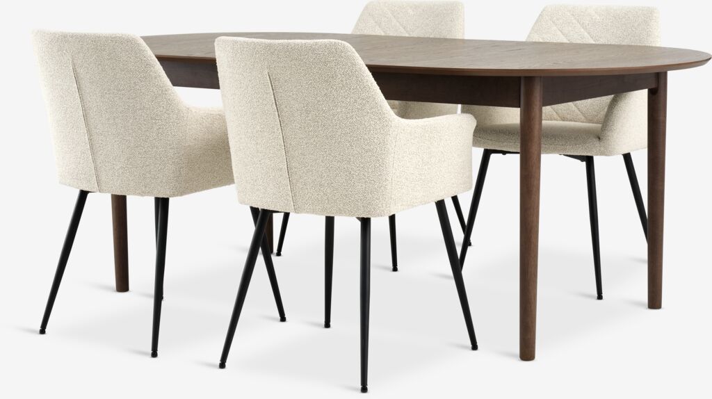 MARSTRAND L200/280 Tisch d.eiche + 4 PURHUS off-white
