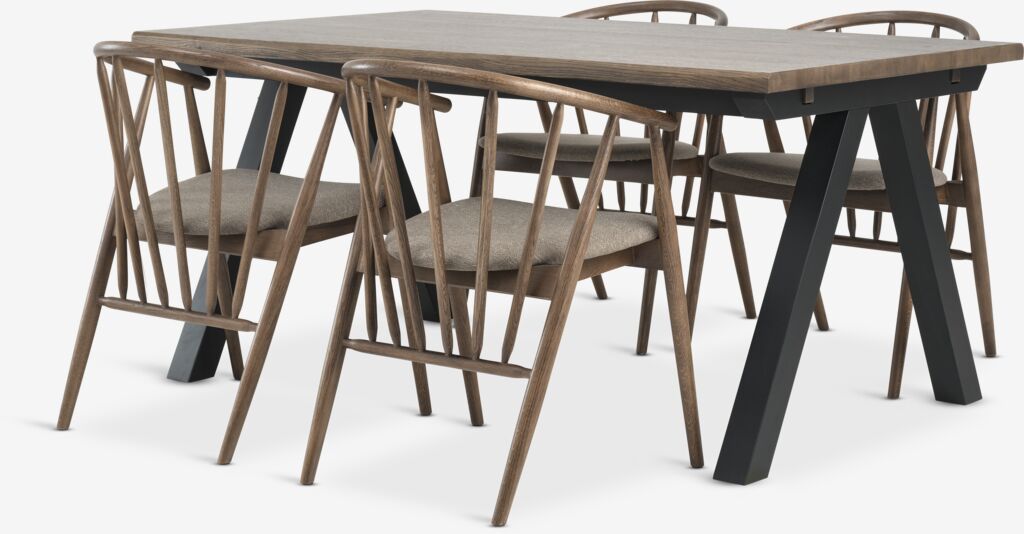 SANDBY L160 Tisch Eiche dunkel + 4 LYKSBORG eiche