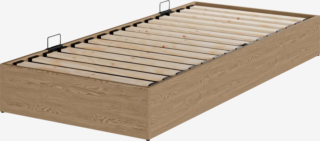 Bett mit Stauraum SEDEN 90x200 seitl. Hebefunktion natur
