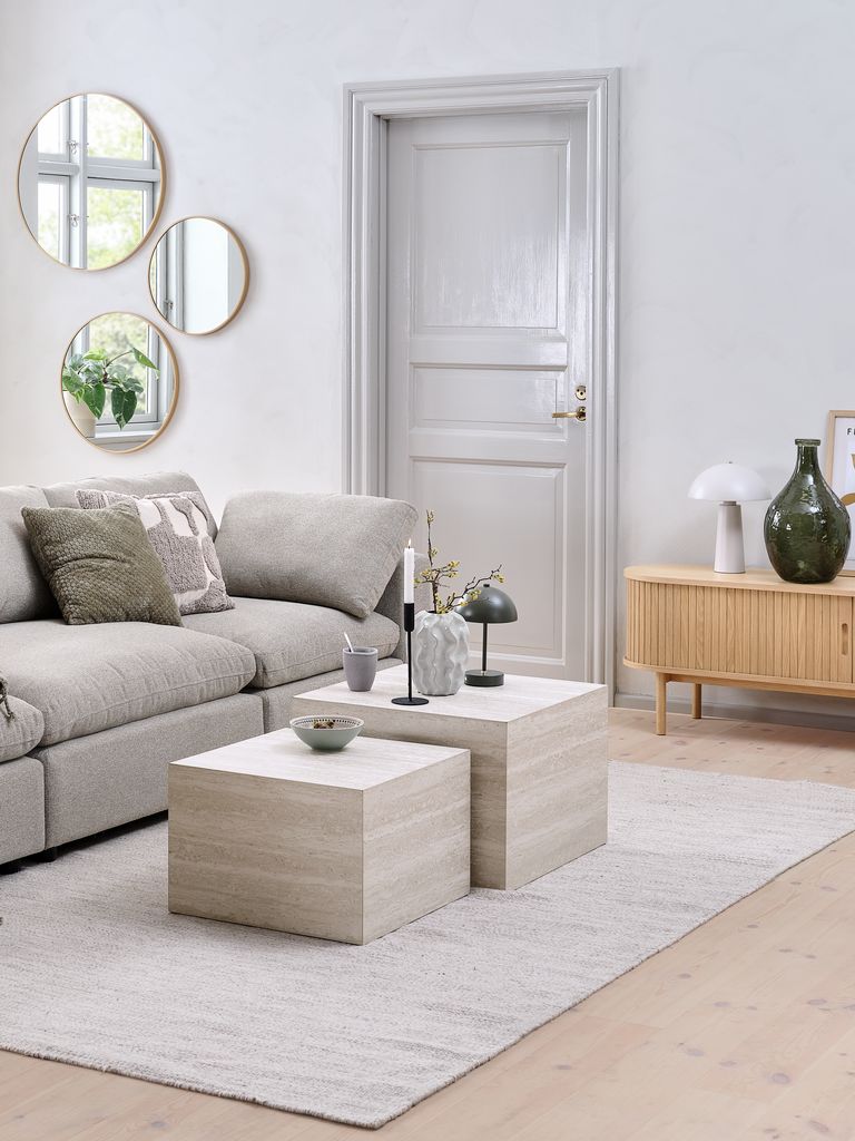 Couchtisch ROLSTED 58x58/50x50 travertinfarben 2 Stk