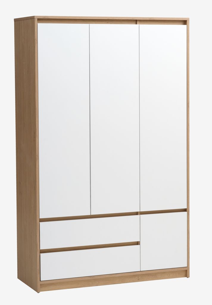 Kleiderschrank BILLUND 119x193 4 T 2 S weiß/nat. eichefarben