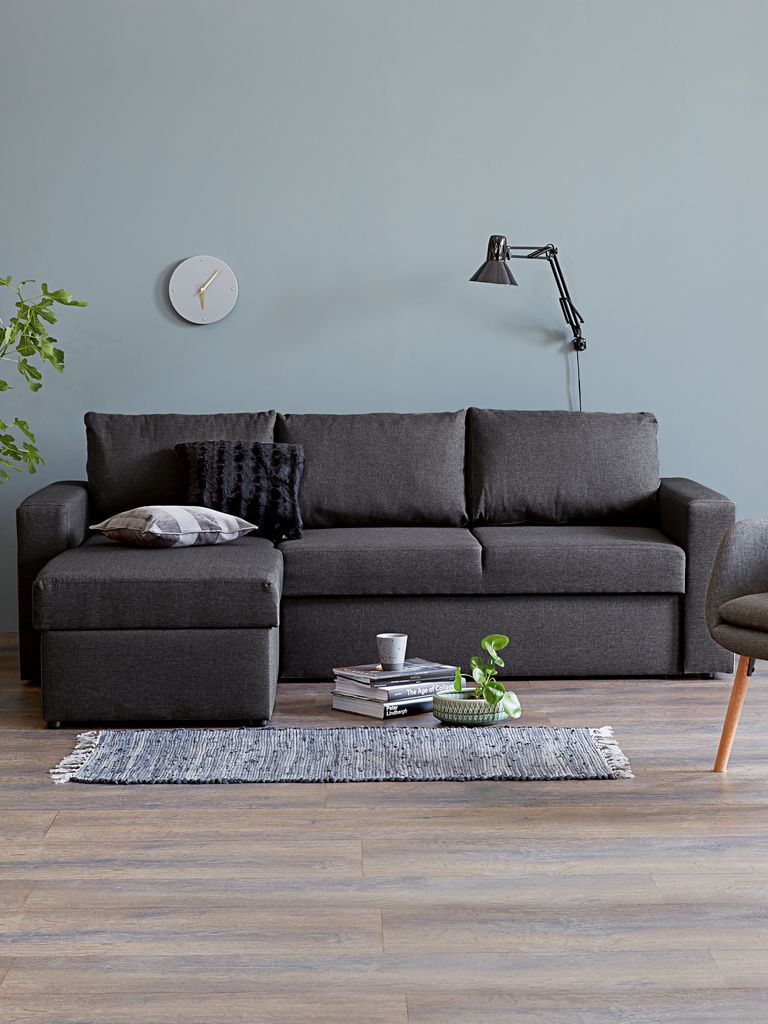 Schlafsofa Chaiselongue MARSLEV dunkelgrau Stoff
