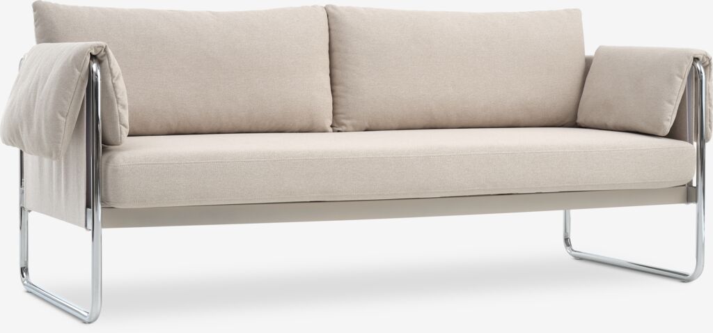 Sofa HEDEHUSENE 3-Sitzer beige Stoff/Chrom