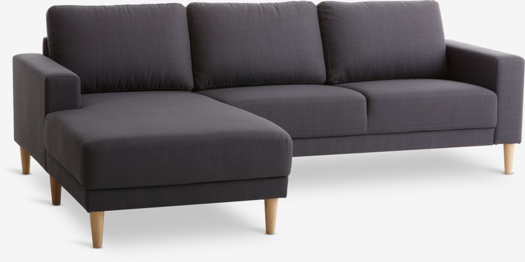 Sofa EGENSE Chaiselongue links dunkelgrau Stoff