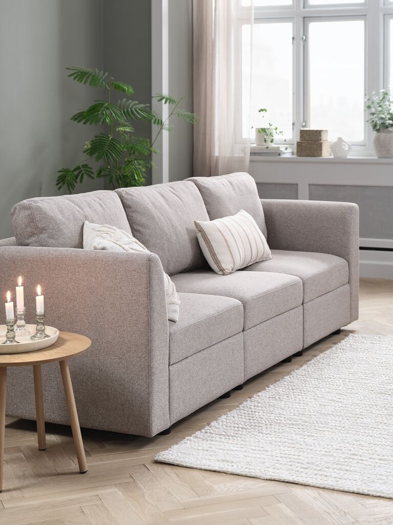 Modul-Sofa OKSBY 3Pers. m/Stauraum sand Stoff