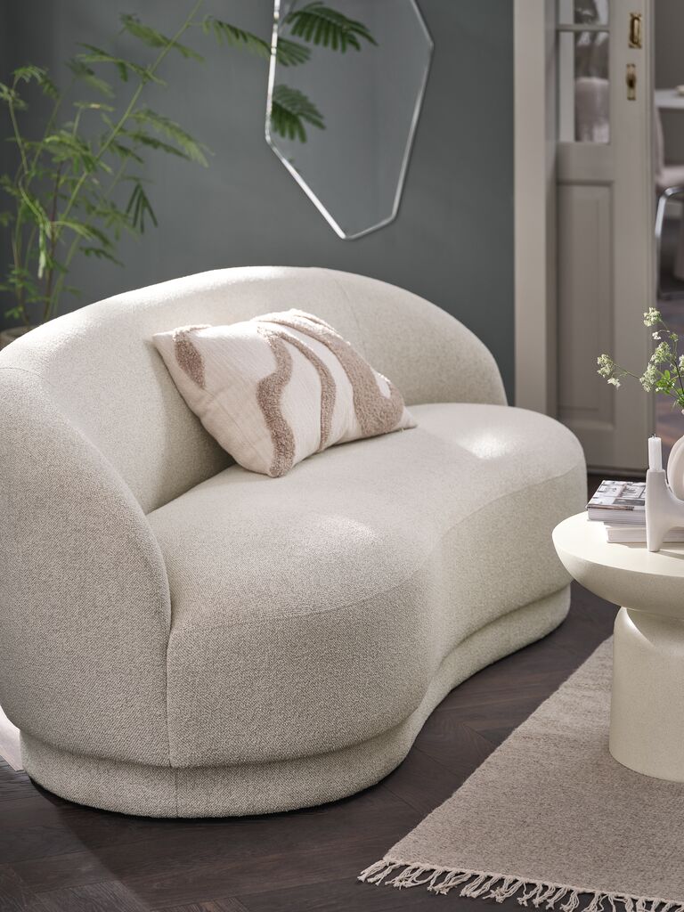 Sofa ANDRUP 3-Sitzer oval beige Stoff