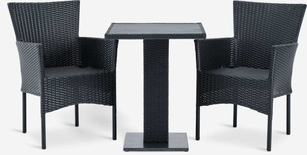 THY L60 Tisch + 2 AIDT Stuhl schwarz