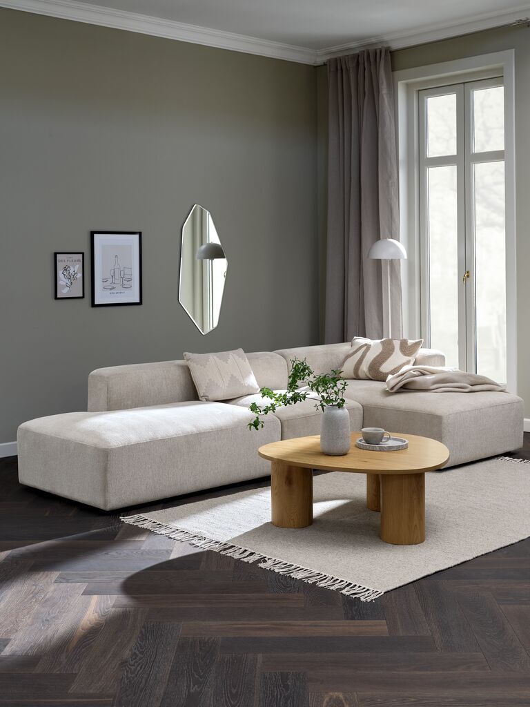 Modul-Sofa SKEJBY 3Pers. chaise/offen Stoff beige