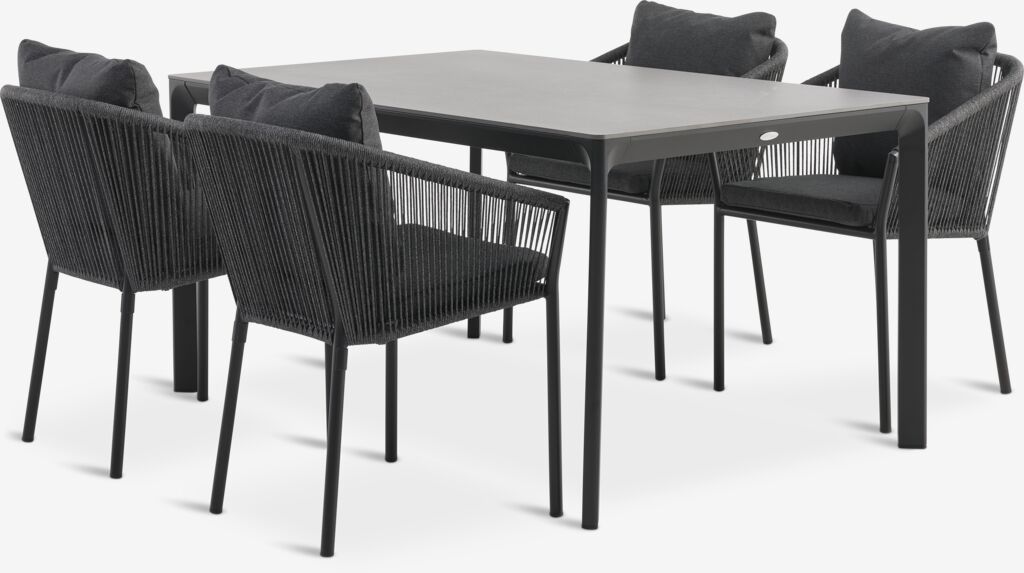 KUMLA L150 Tisch + 4 GILJA Stuhl grau