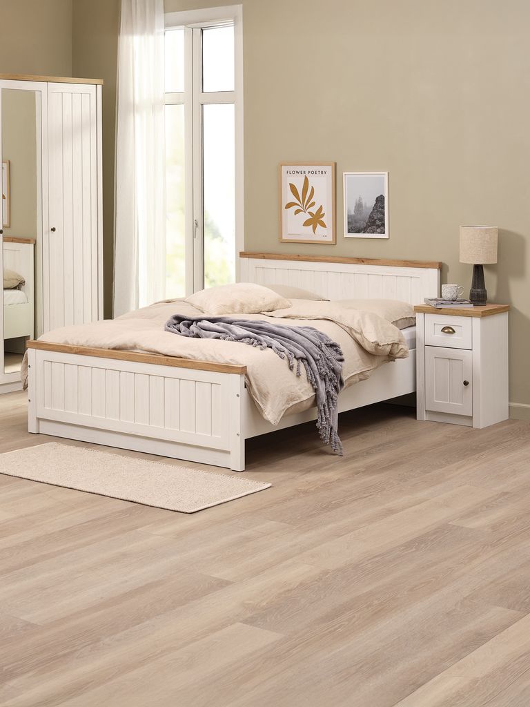 Bettgestell MARKSKEL 140x200 Wildeiche natur/weiß