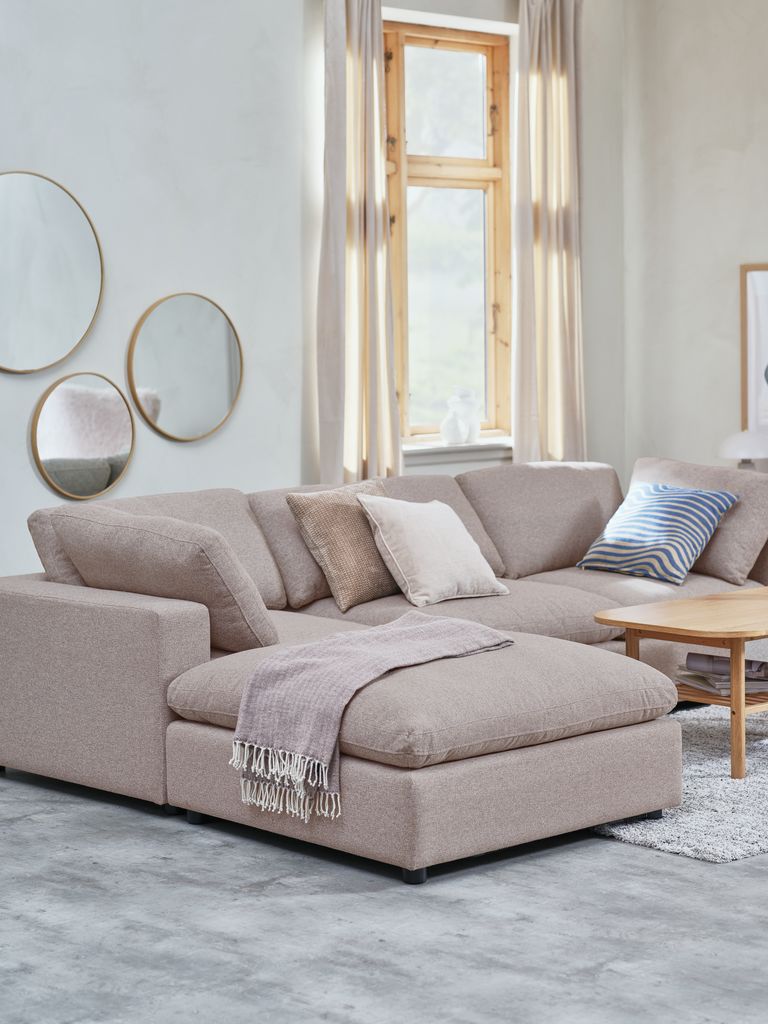 Modulares Sofa LYBY 3Pers Chaiselongue sand Stoff