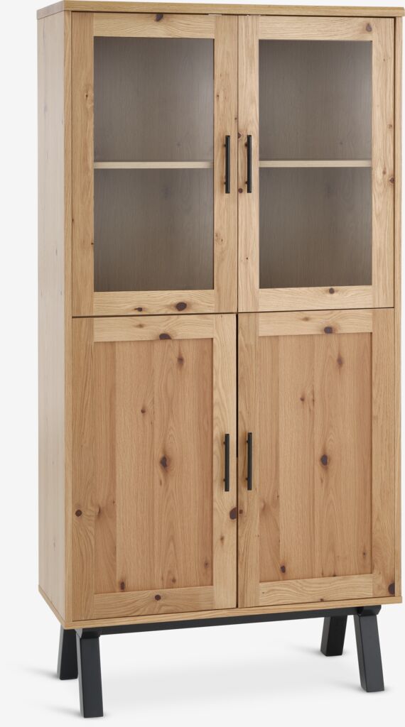 Vitrine SANDBY 2 Türen Eiche natur/schwarz