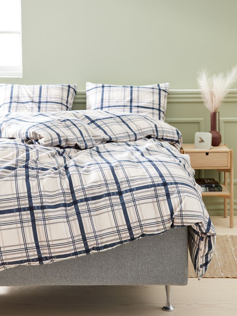 Flanell-Bettwäsche BRITT 135x200 sand/blau