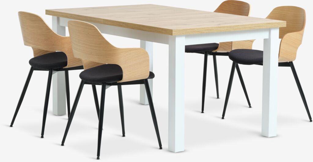 MARKSKEL L150/193 Tisch + 4 HVIDOVRE Stühle Eiche natur
