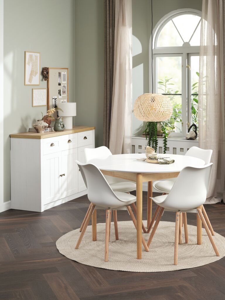 Sideboard MARKSKEL 3 Türen weiß/wilde natürliche Eichenfarbe