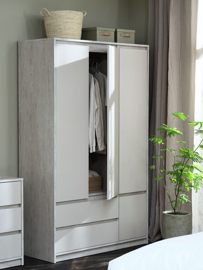 Kleiderschrank BILLUND 119x193 4 Türen 2 S. travertin/beige