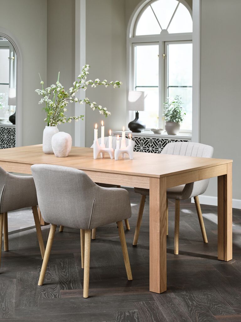 KORSKRO L200 Tisch Eiche natur + 4 ADSLEV Stühle beige