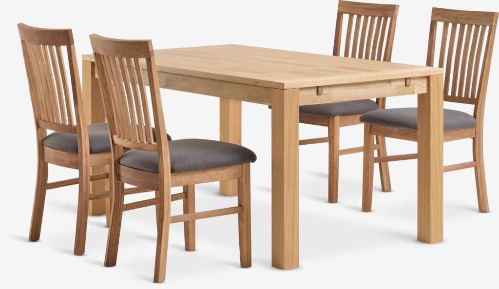 HAGE L150 Tisch Eiche natur + 4 HAGE Stühle Eiche natur