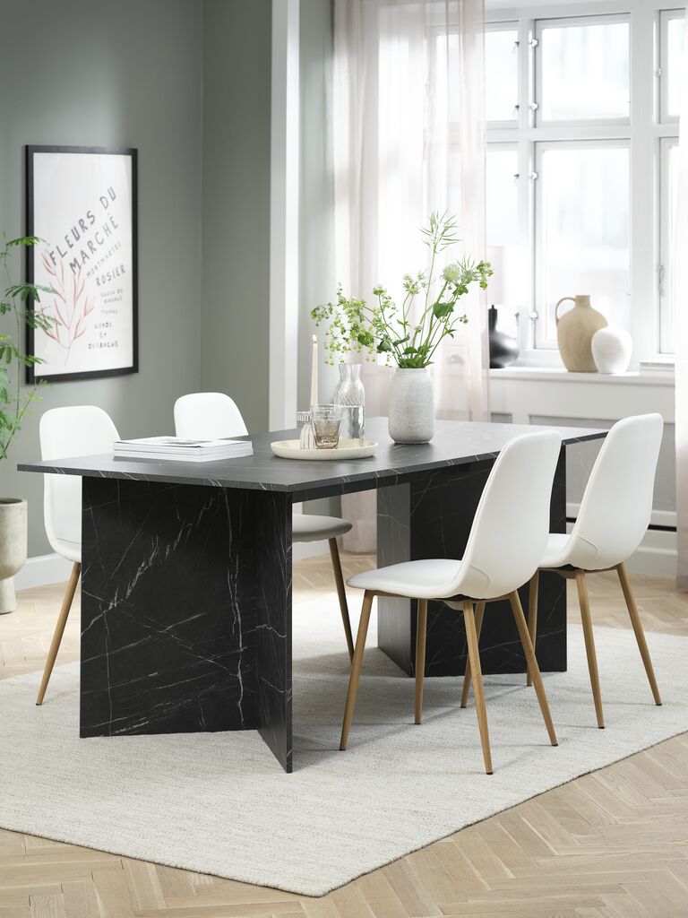 KRONDAL L180 Tisch Marmor + 4 JONSTRUP Stühle weiß
