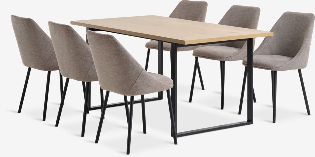 AABENRAA L160 Tisch Eiche w. + 4 VELLEV Stühle sand/schwarz