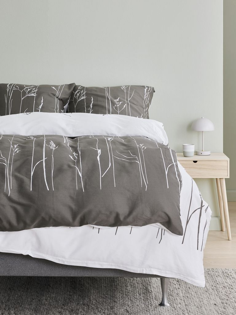 Satin-Bettwäsche NORDIC 155x220 grau/weiß