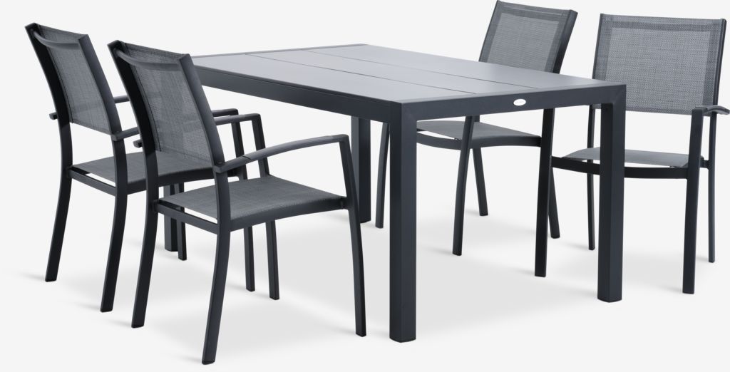 HAGEN L160 Tisch + 4 STRANDBY Stuhl grau