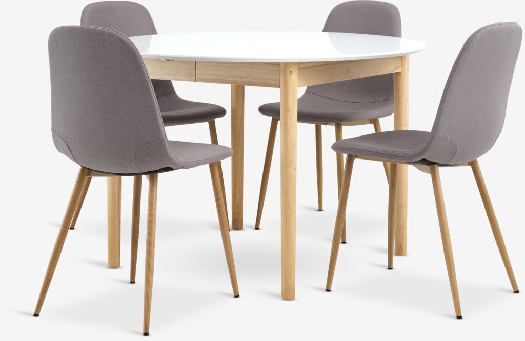 MARSTRAND Ø110 Tisch weiß + JONSTRUP Stühle grau
