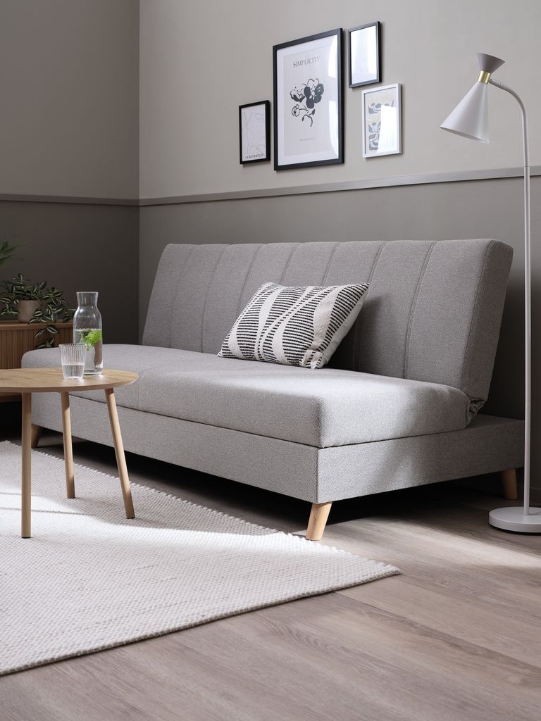 Schlafsofa ILDVED Stoff beige/Eiche