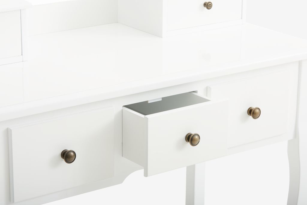 Schminktisch + Hocker MALLING m/Spiegel weiß/beige
