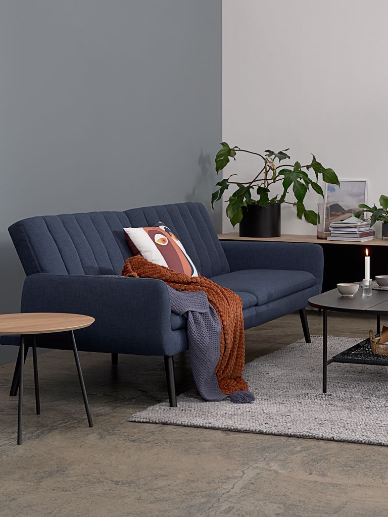 Schlafsofa HARNDRUP dunkelblau Stoff