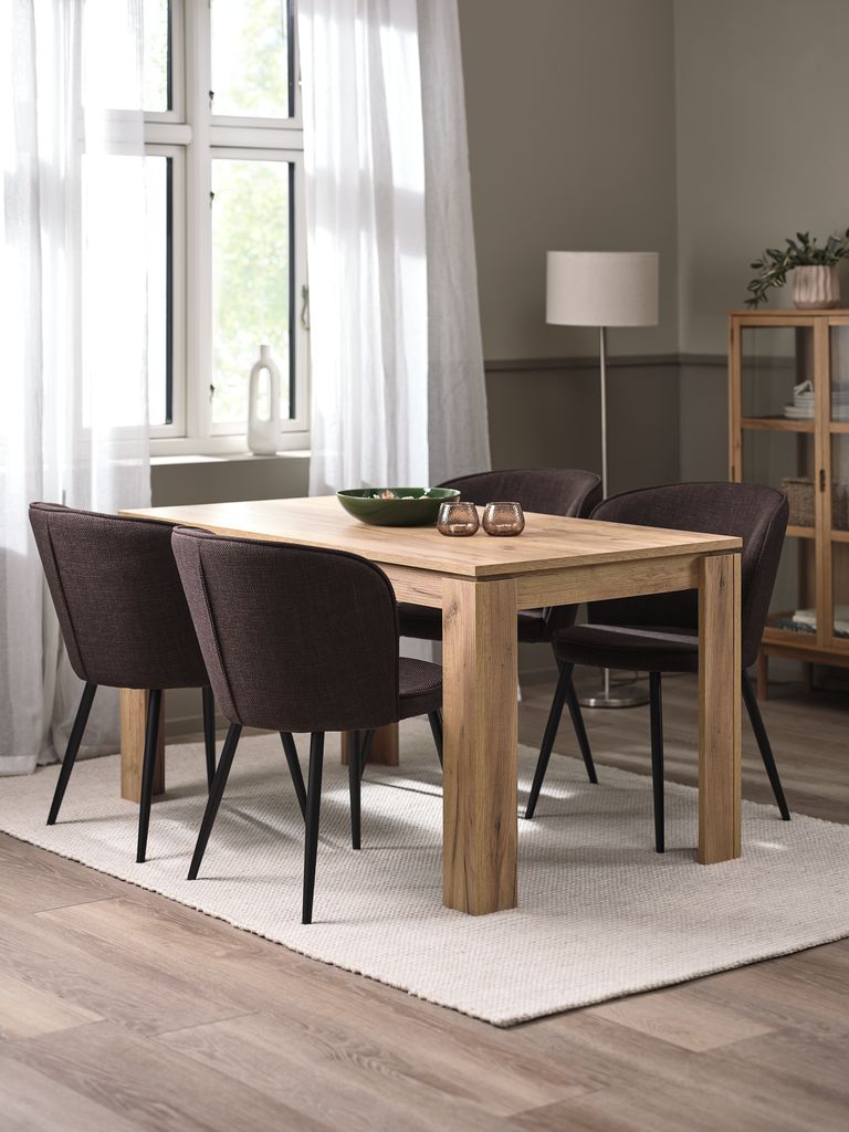 LINTRUP L140 Tisch Wildeiche n.+4 RISSKOV Stühle dunkelb