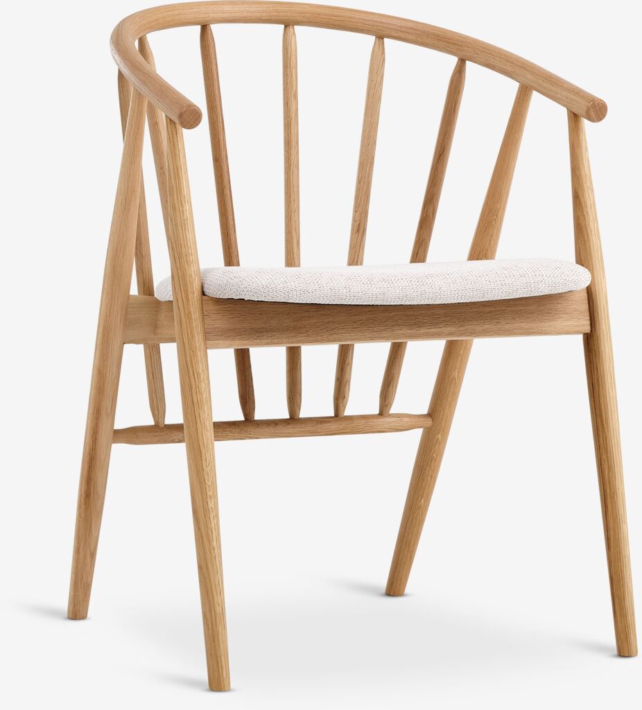 Esszimmerstuhl LYKSBORG Eiche natur/off-white Stoff