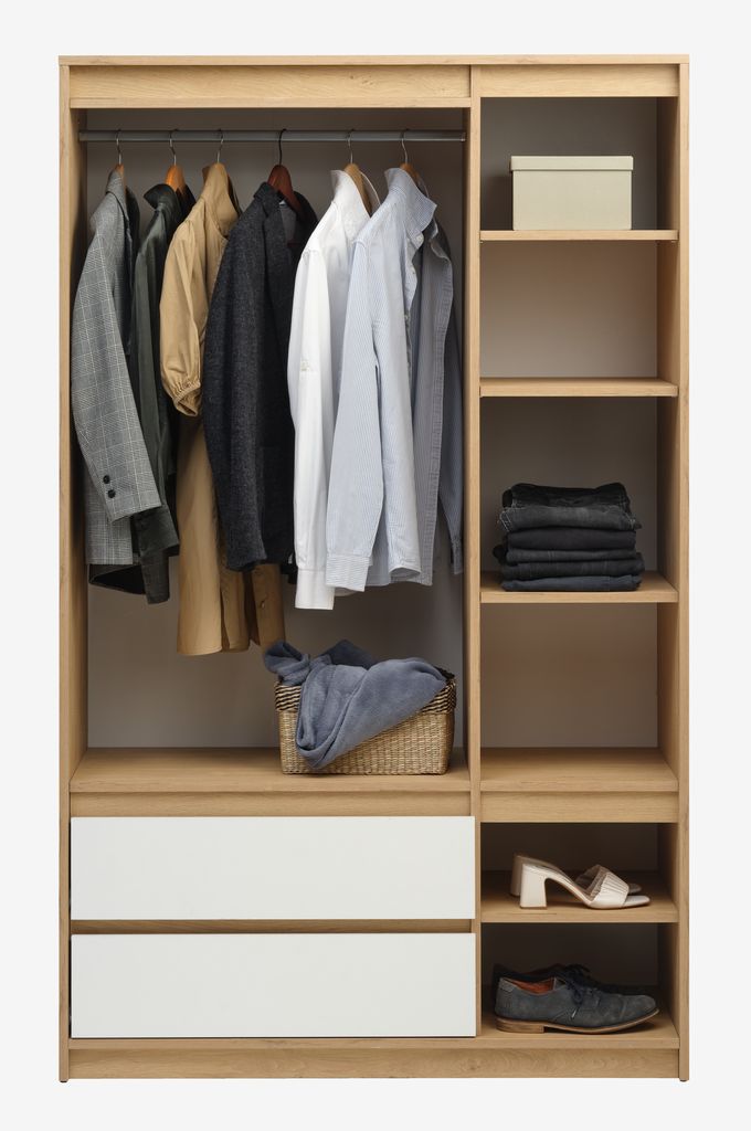 Kleiderschrank BILLUND 119x193 4 T 2 S weiß/nat. eichefarben