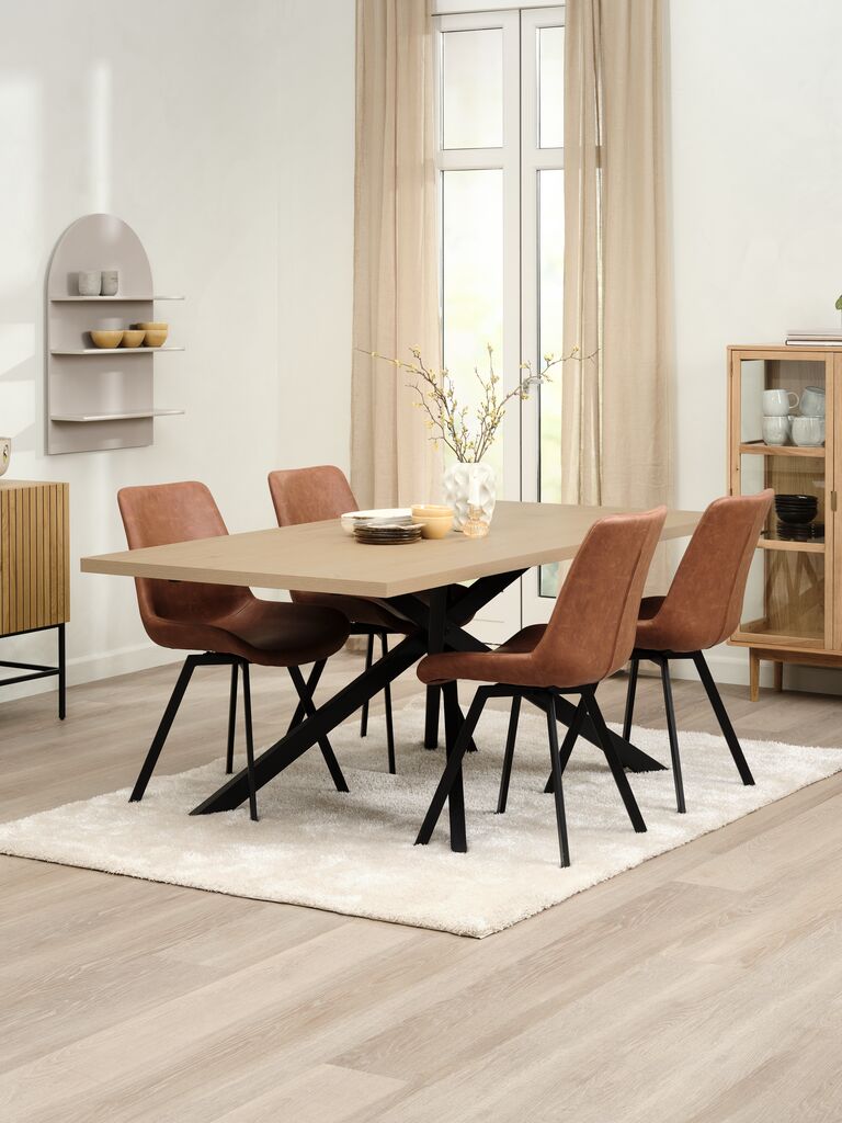 Esstisch NORTOFT 95x200 warm eichefarben/schwarz