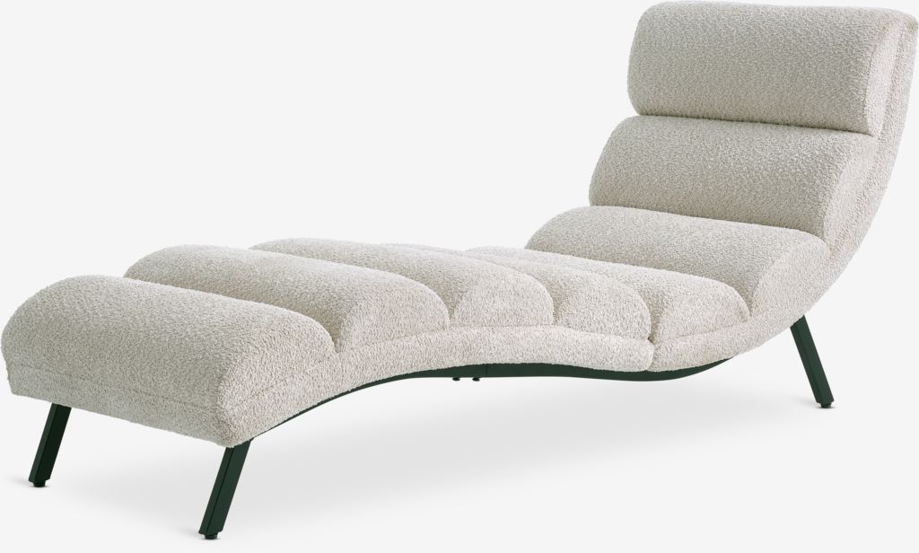 Chaiselongue-Sessel LINDELSE Teddystoff beige/ schwarz