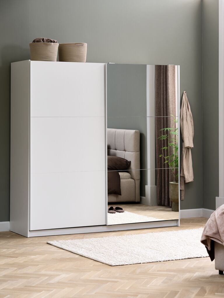 Kleiderschrank RABERG 200x200 m/Spiegel weiß