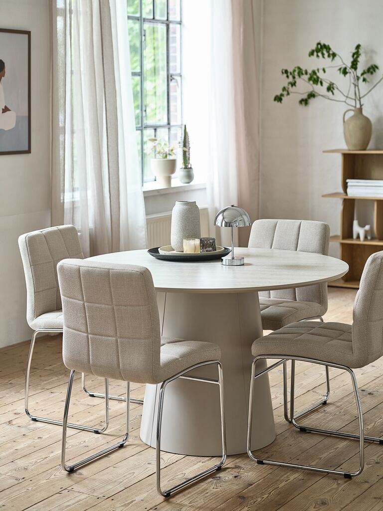 Esstisch KLIPLEV Ø120 travertinfarben/beige