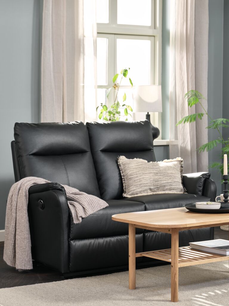 Sofa ABILDSKOV 2-Sitzer elektronisch schwarz Kunstleder