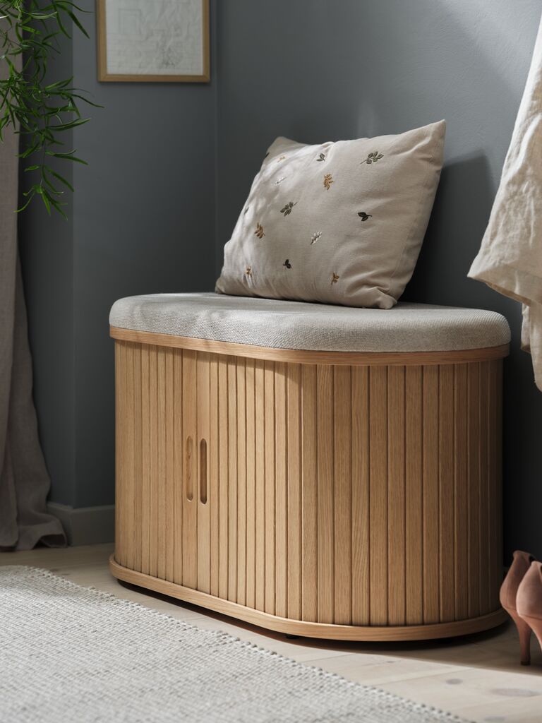 Sitzbank LYNGVIG Rollläden beige/Eiche natur