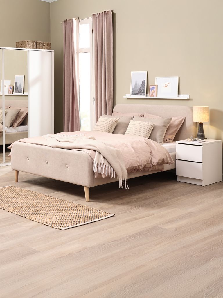 Bettgestell KONGSBERG 160x200 beige Stoff