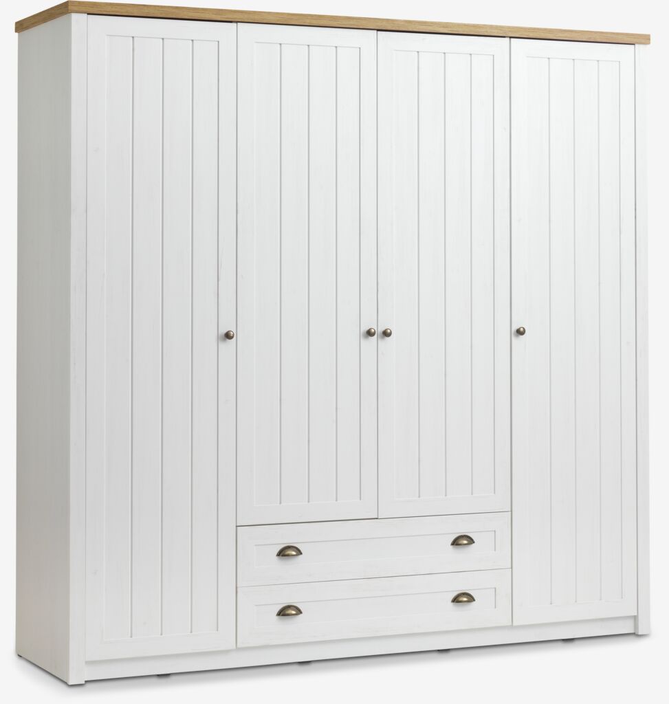 Kleiderschrank MARKSKEL 212x210 weiß/Wildeiche natur