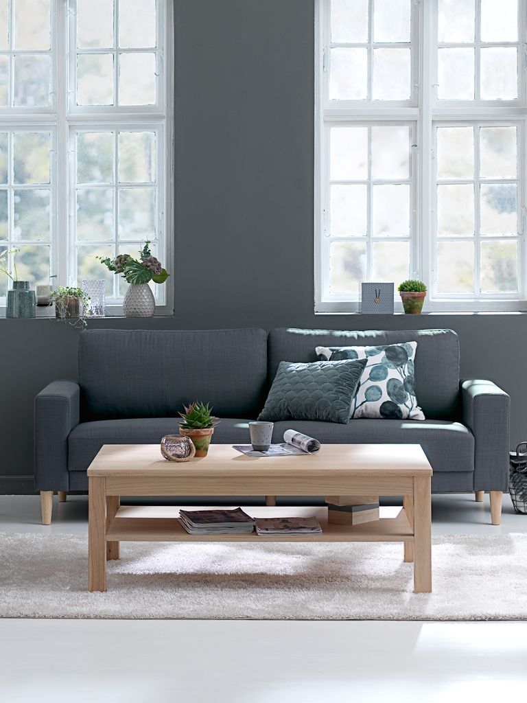 Sofa EGENSE 3-Sitzer dunkelgrau Stoff