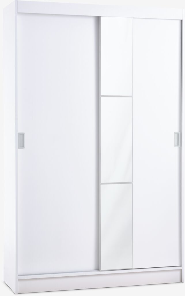 Kleiderschrank ODDER 120x201 2 Schiebetüren m/Spiegel weiß