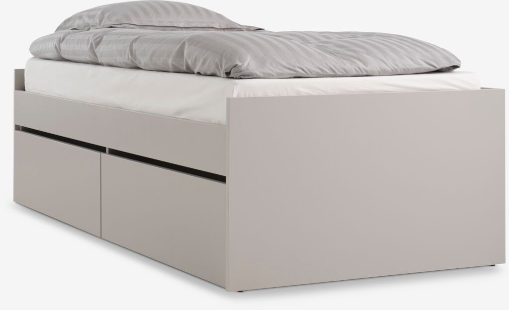 Bett m/Stauraum LIMFJORDEN 90/180x200 beige