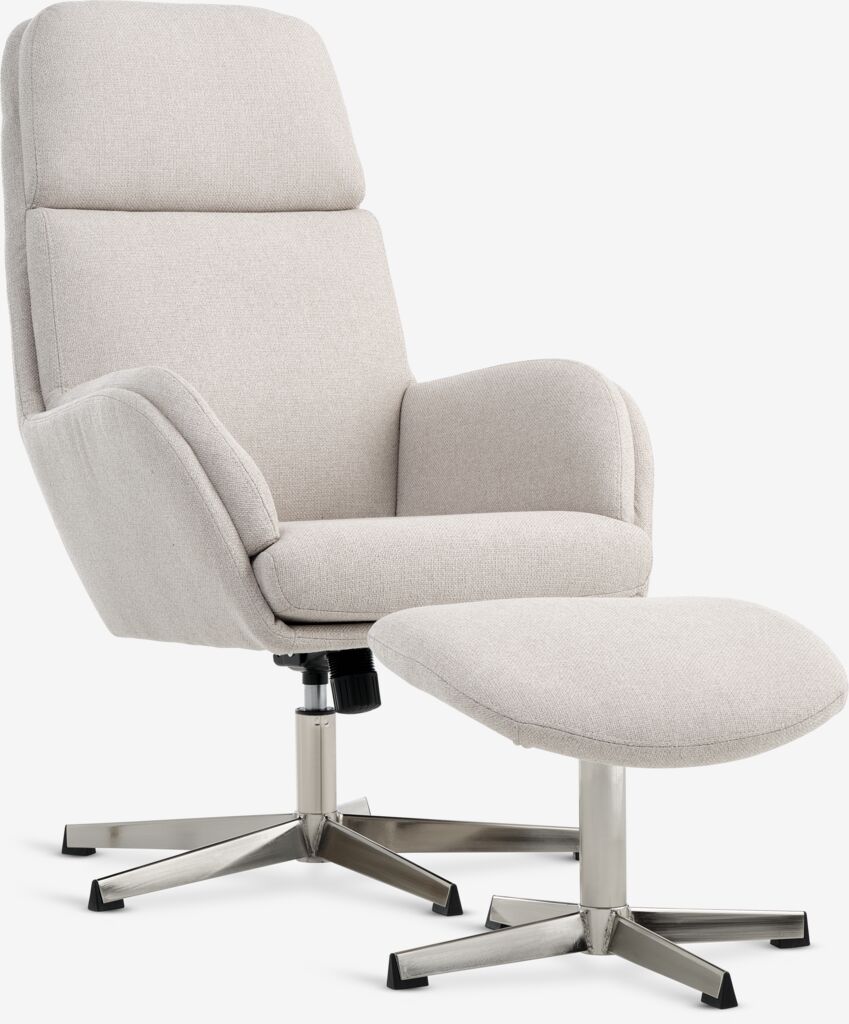 Relaxsessel m/Fußhocker TANKEDAL beige Stoff/chrom
