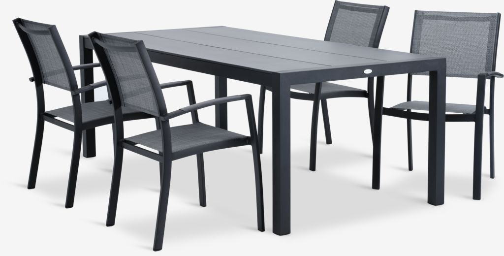 HAGEN L214 Tisch + 4 STRANDBY Stuhl grau