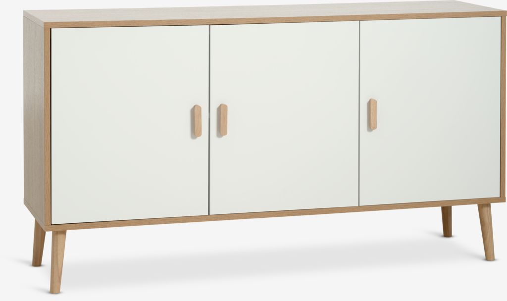 Sideboard GAMTOFTE 3 Türen warme Eichenfarbe/weiß